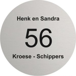 Mat aluminium naambordje voordeur 15cm rond