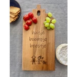 Borrelplank graveren beuken trapgevelhuisje 17x35cm