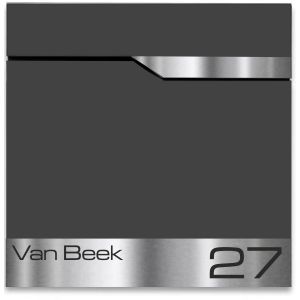 BR1.2 Brievenbus zwart zonder krantenvak met naam en huisnummer 37x37x11cm