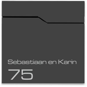 BR 200.2 Brievenbus zwart zonder krantenvak met naam en huisnummer 37x37x11cm