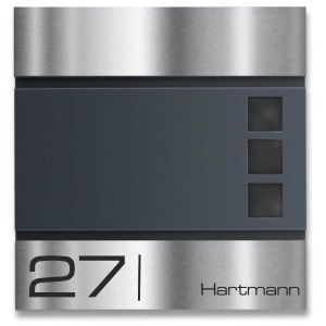 BR810 Brievenbus antraciet met naam en huisnummer 37x37x8.5cm tekst