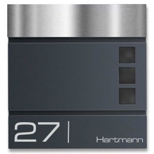 BR820 Brievenbus antraciet met naam en huisnummer 37x37x8,5cm tekst 