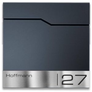 BR12 Brievenbus antraciet zonder krantenvak met naam en huisnummer 37x37x11cm