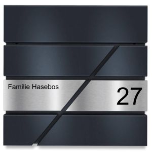 BR10 Brievenbus antraciet zonder krantenvak met naam en huisnummer 37x37x11cm