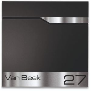 BR1.2 Brievenbus zwart zonder krantenvak met naam en huisnummer 37x37x11cm