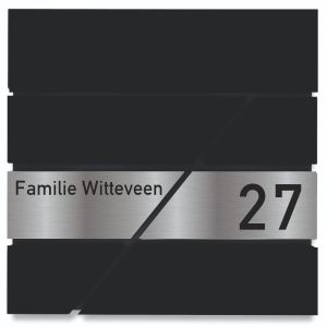 BR10.2 Brievenbus zwart zonder krantenvak met naam en huisnummer 37x37x11cm