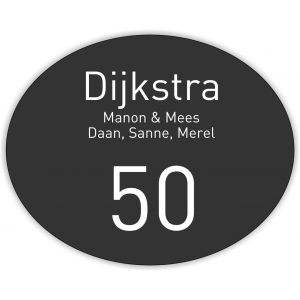 Dibond antraciet 25x20cm ovaal DINBek
