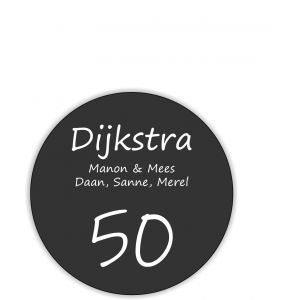 Dibond antraciet 15cm rond Segoe Print/Ink free