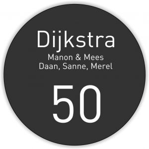 Dibond antraciet 25cm rond DINBek