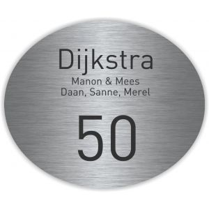 Dibond RVS 25x20cm ovaal DINBek
