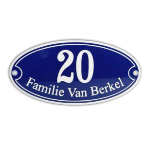 EM1203 emaille naamplaat ovaal met rand en kader 20x10cm