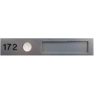 GM-238 Naamplaathouder zilver acrylaat met gat voor beldrukker met veersysteem