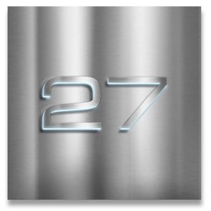 LED verlicht rvs/acrylglas huisnummerbord voordeur 23x23cm