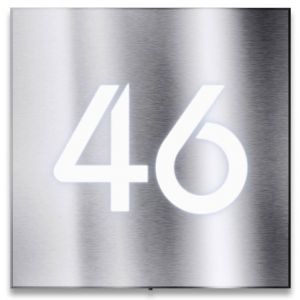 LED verlicht rvs huisnummerbord voordeur 20x20cm
