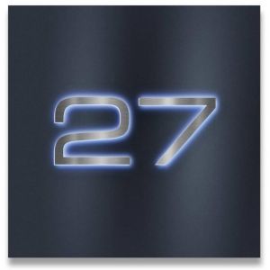 LED verlicht rvs/acrylglas huisnummerbord voordeur 23x23cm