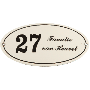 EM121 emaille naambord ovaal met kader 20x10cm