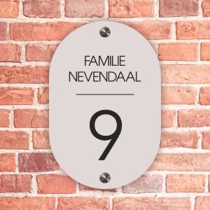 Naambordje voordeur ovaal beige