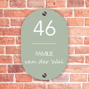 Naambordje voordeur ovaal groen