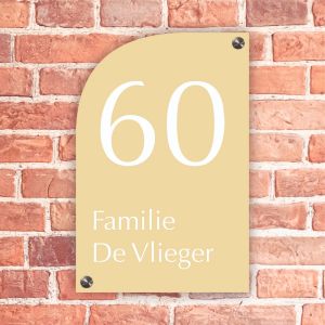 Naambordje voordeur retro geel