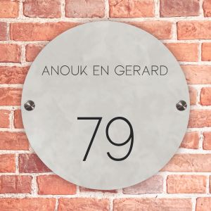 Naambordje voordeur rond kalk 