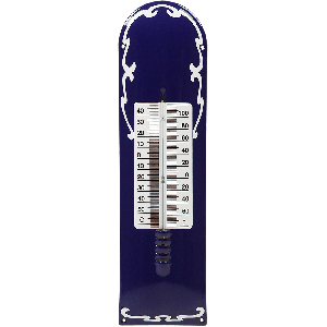 EM276 Emaille thermometer groen deco 12x43cm