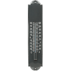 emaille thermometer zwart 6.5x30cm