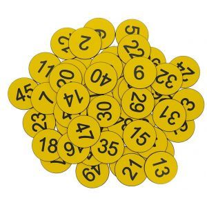 Ronde gele nummerbordjes / sleutellabels kunststof